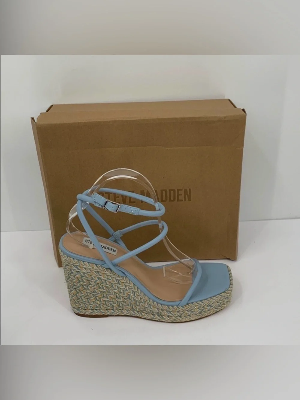 Steve Madden Unify espadrille strappy sandal shoe wedge platform blue new 10